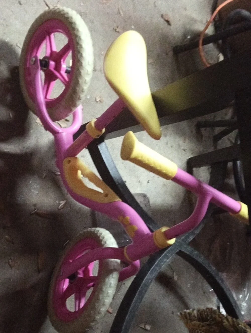 Kids Pink and Yellow Balance Bike - Lightweight Toddler Ride-On